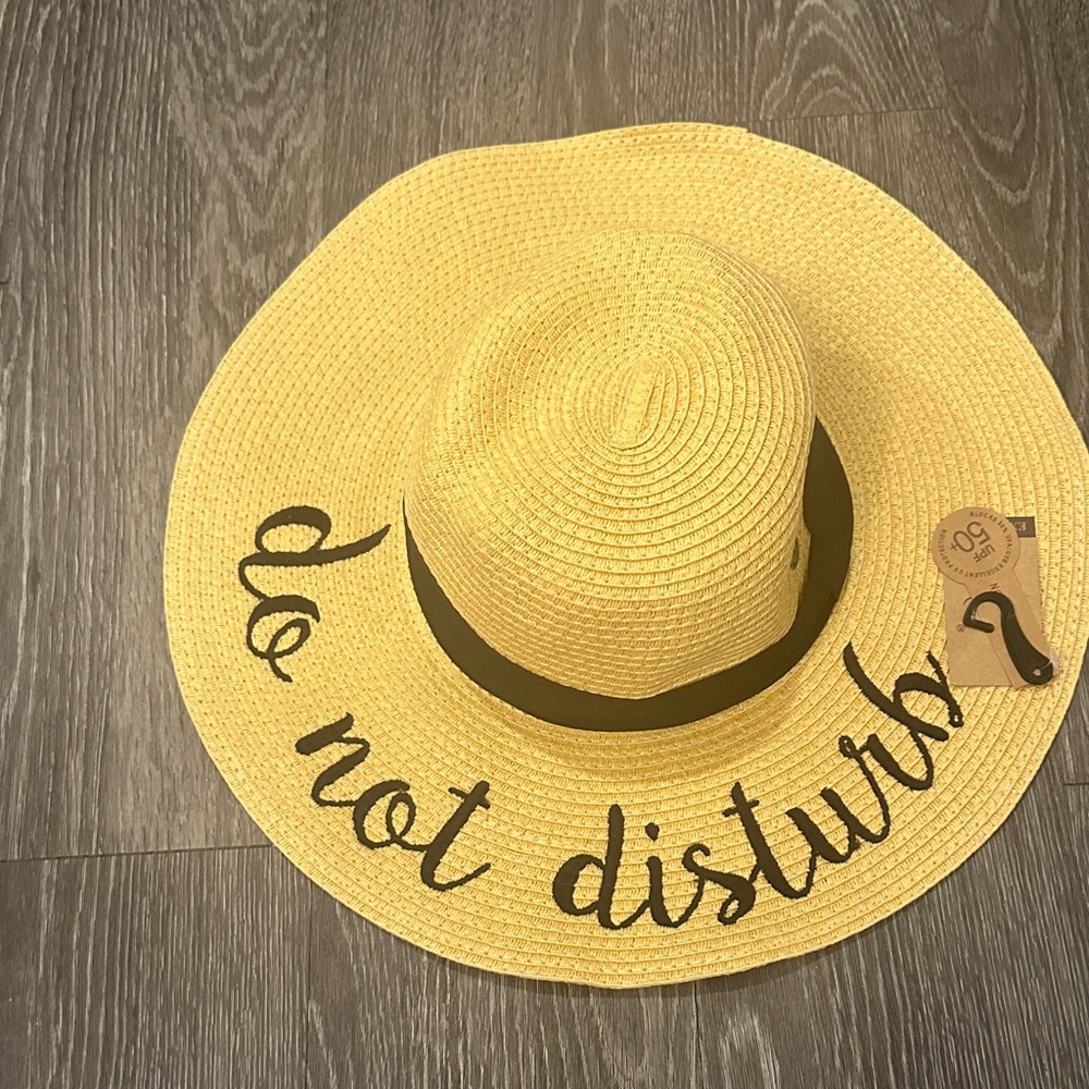 C.C Yellow Sun Hat with Embroidered Message